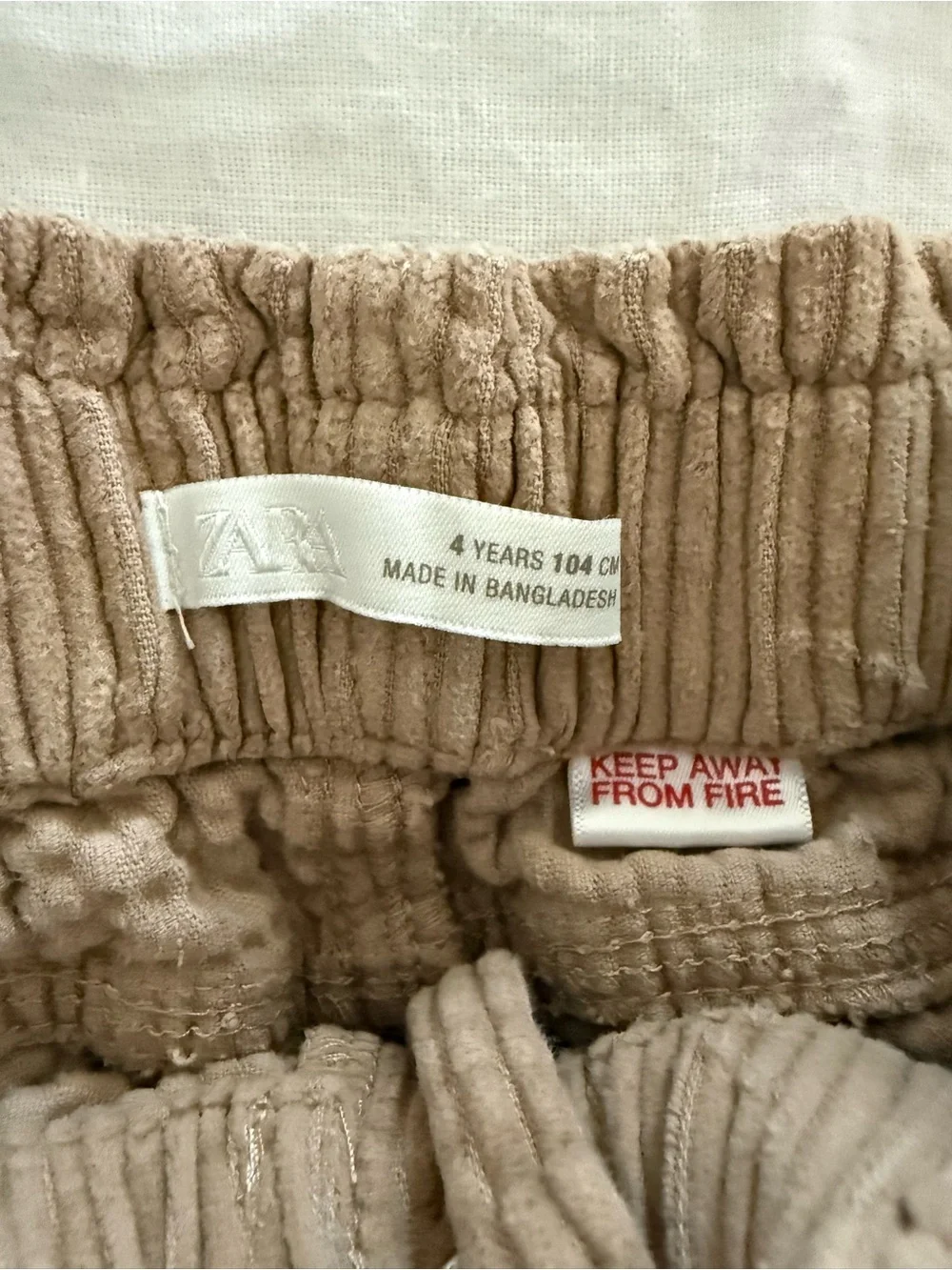 Zara Kids Corduroy Elastic Waist Brown Pants